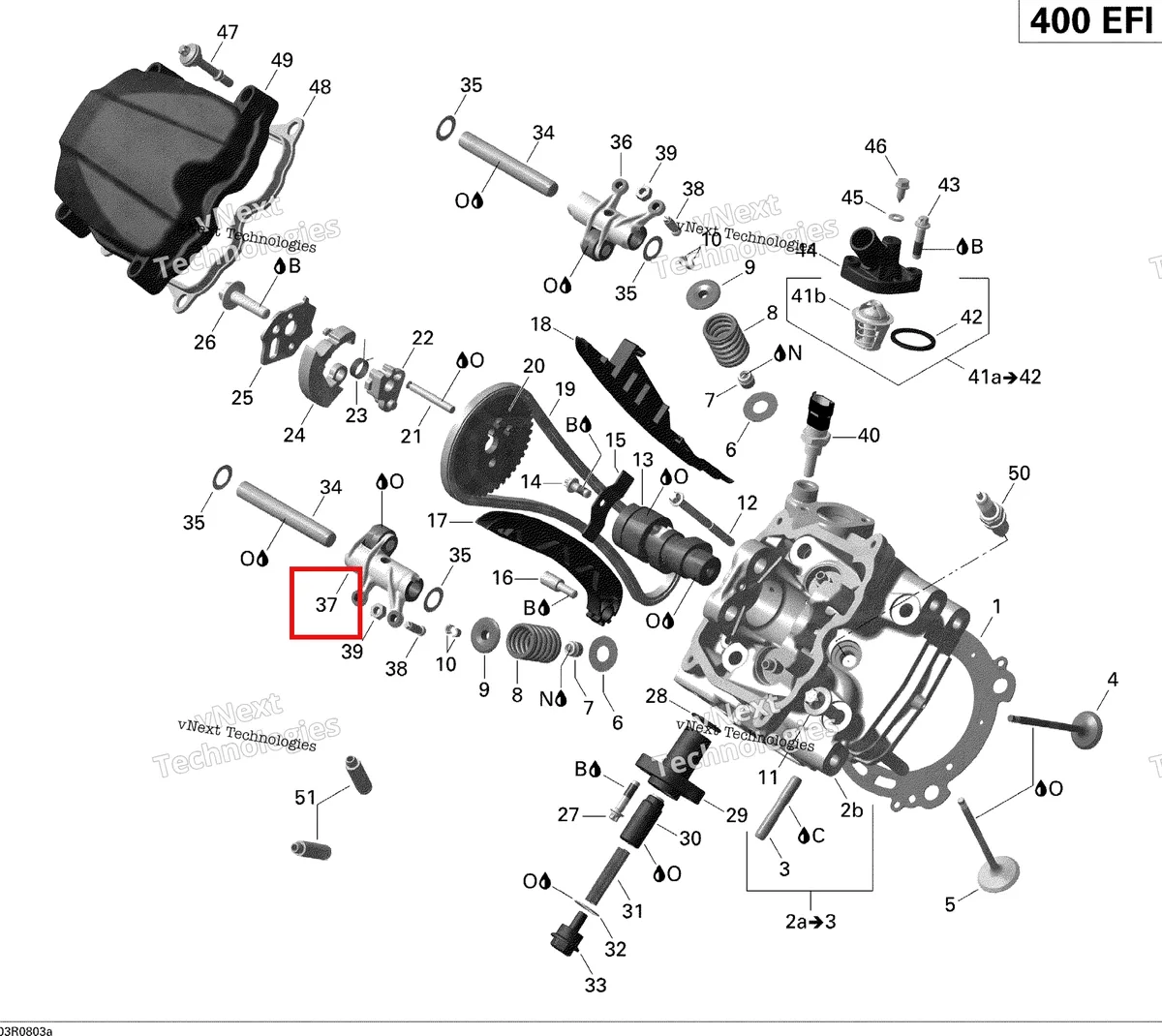 Деталь 420254416 (Коромысло клапана выпуск Can-Am Outlander 650 XT (2008) (420254416)) на схеме узла 2008 Can-Am Outlander 400 EFI STD Cylinder Head