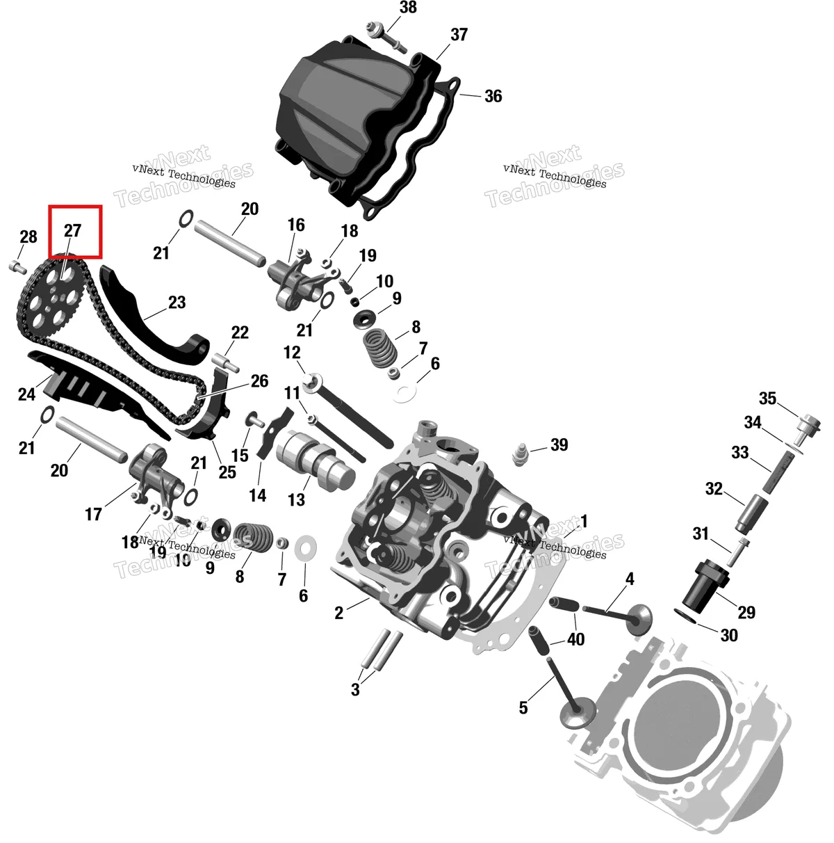 Деталь 420254436 на схеме узла Rotax - Front Cylinder Head
