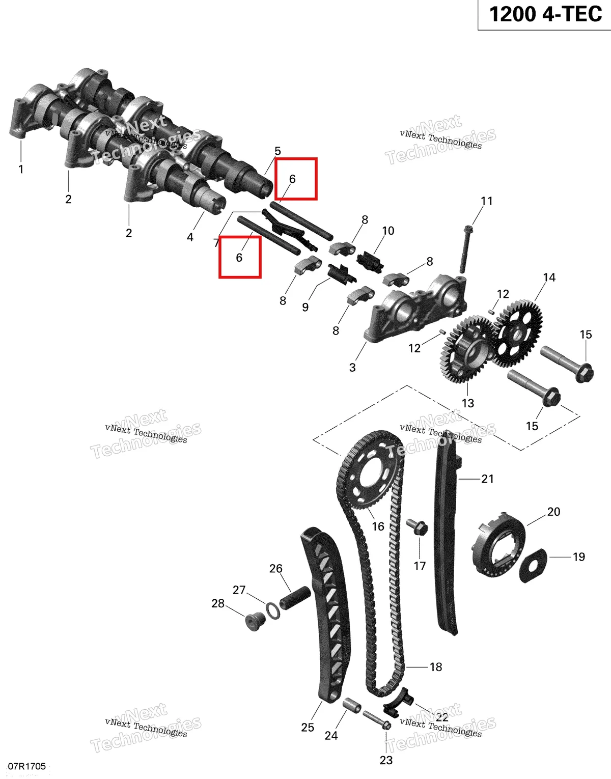 Деталь 420254730 (Рукоятка Качания Вала) на схеме узла 2019 Ski-Doo EXPEDITION LE-SE 1200 4-TEC Camshafts And Timing Chain - 1200 Itc 4-Tec