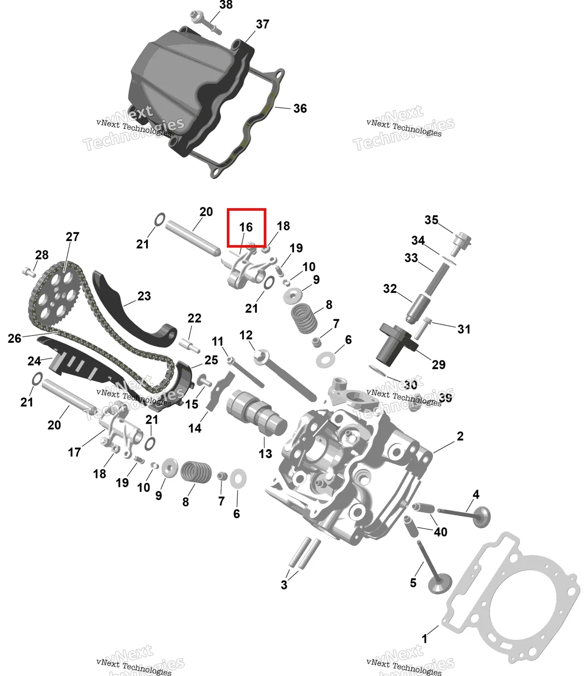 Деталь 420254907 на схеме узла 2026 Can-Am RENEGADE - 4X4 - XMR - 650 EFI - 5TTA - Catalyst Gray Rotax - Front Cylinder Head