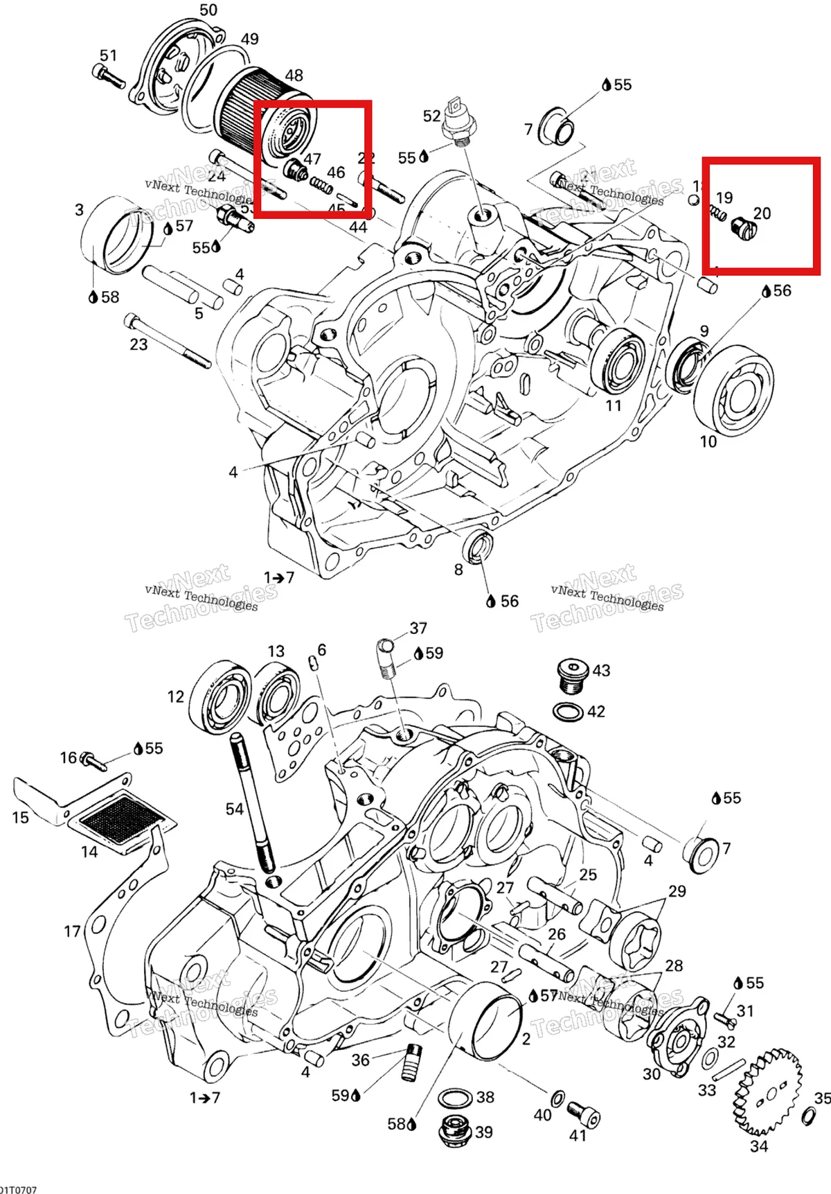 Деталь 420256170 на схеме узла 2007 Can-Am DS 650 X Crankcase