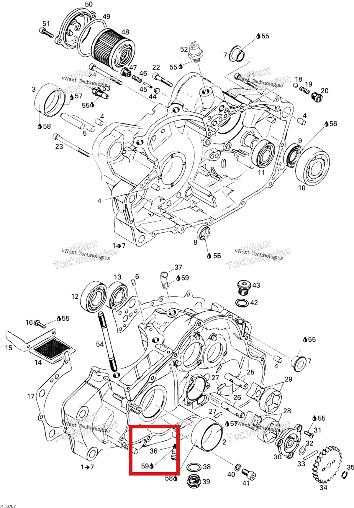 Деталь 420256330 на схеме узла 2007 Can-Am DS 650 X Crankcase