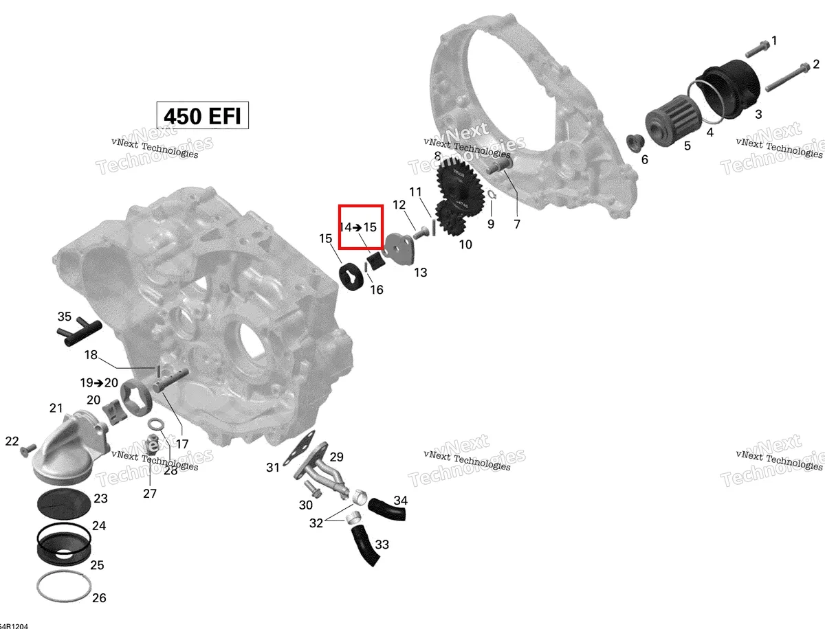 Деталь 420256477 на схеме узла 2015 Can-Am DS 450EFI STD Engine Lubrication