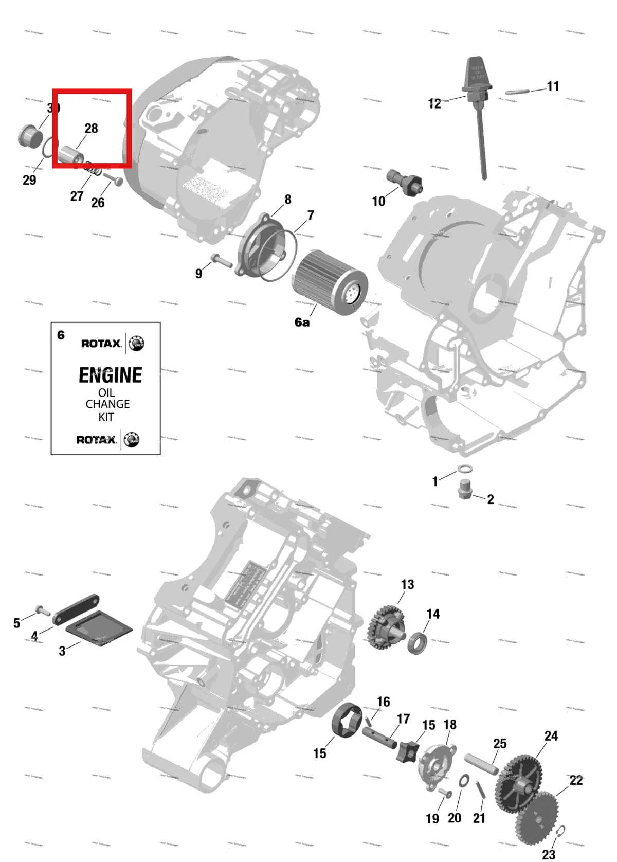 Деталь 420256486 (Деталь Pressure Retaining Valve Housing) на схеме узла Rotax - Engine Lubrication