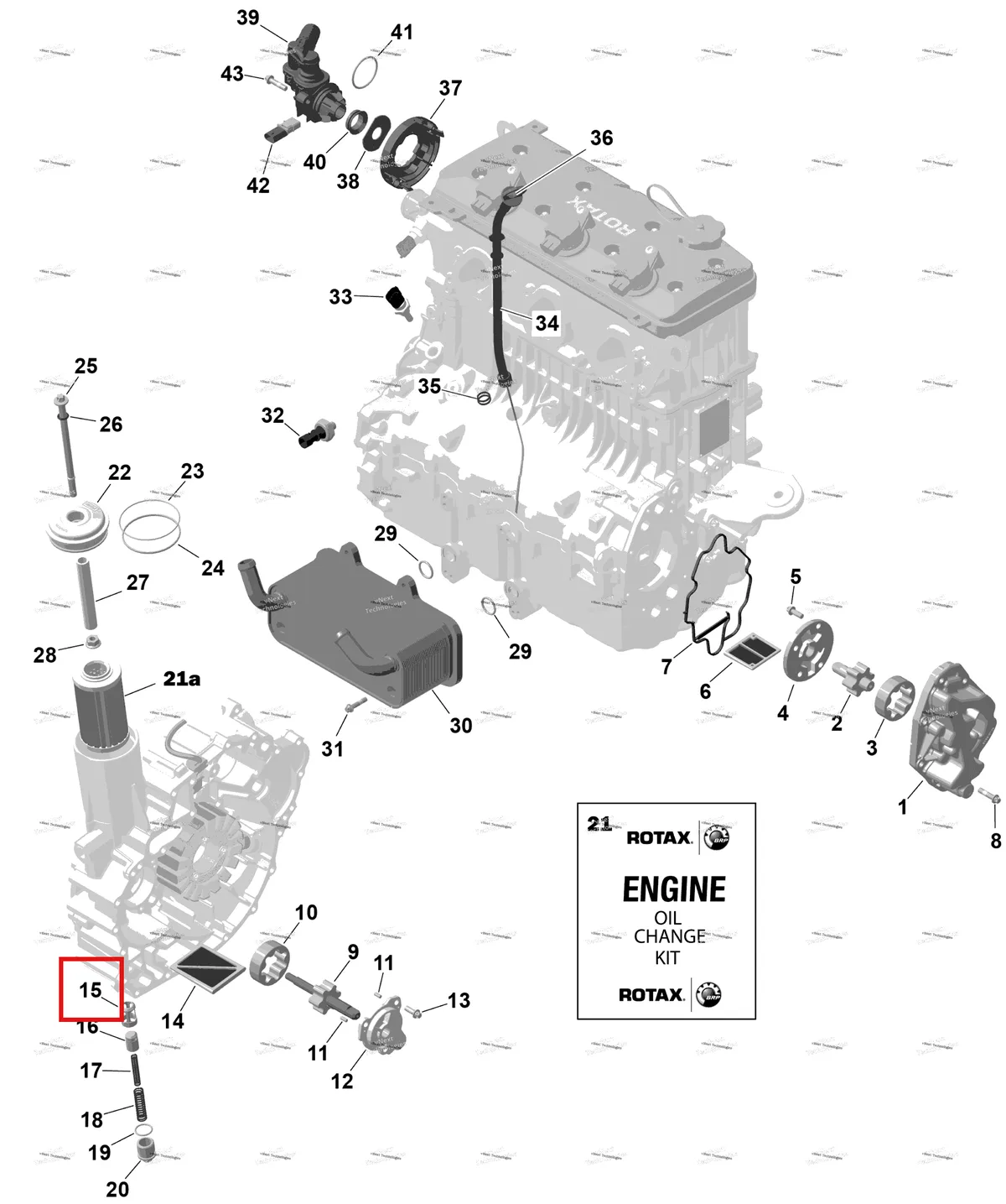 Деталь 420256606 на схеме узла 2026 Sea-Doo GTX - 300 - STD - 15TA - Blue Abyss - Audio Rotax - Engine Lubrication