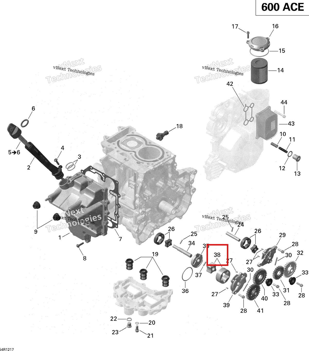 Деталь 420256835 (Масляный Насос Ротора) на схеме узла 2012 Ski-Doo Expedition Sport 600ACE LFF Engine Lubrication