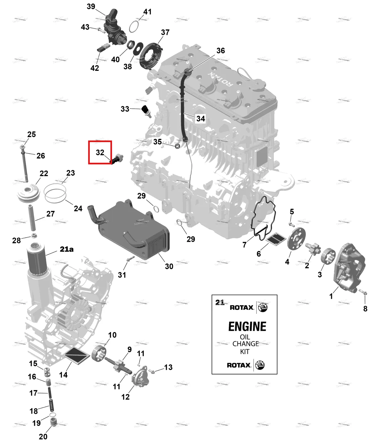Деталь 420256919 на схеме узла 2026 Sea-Doo GTX - 300 - STD - 15TA - Blue Abyss - Audio Rotax - Engine Lubrication