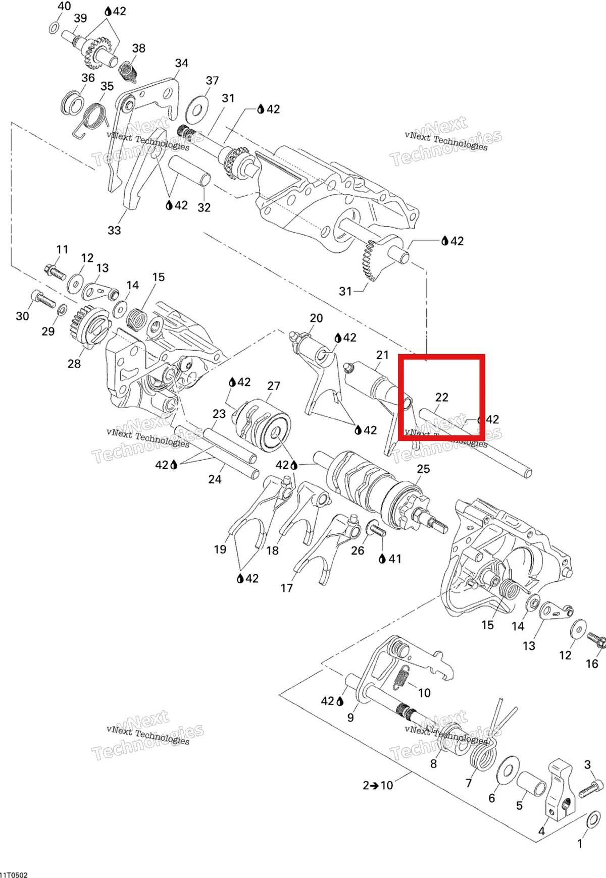 Деталь 420257080 на схеме узла 2005 Can-Am Traxter 5 Speed Gear Shift