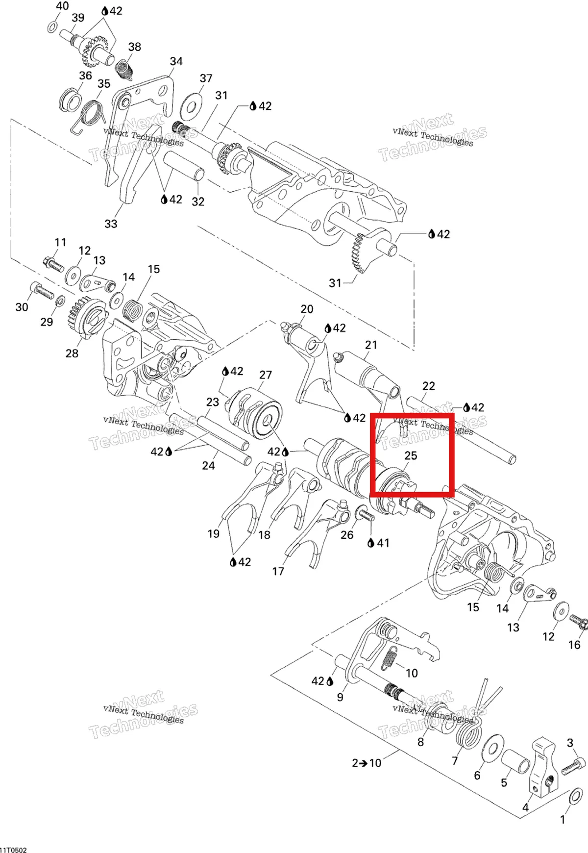Деталь 420257107 на схеме узла 2005 Can-Am Traxter 5 Speed Gear Shift