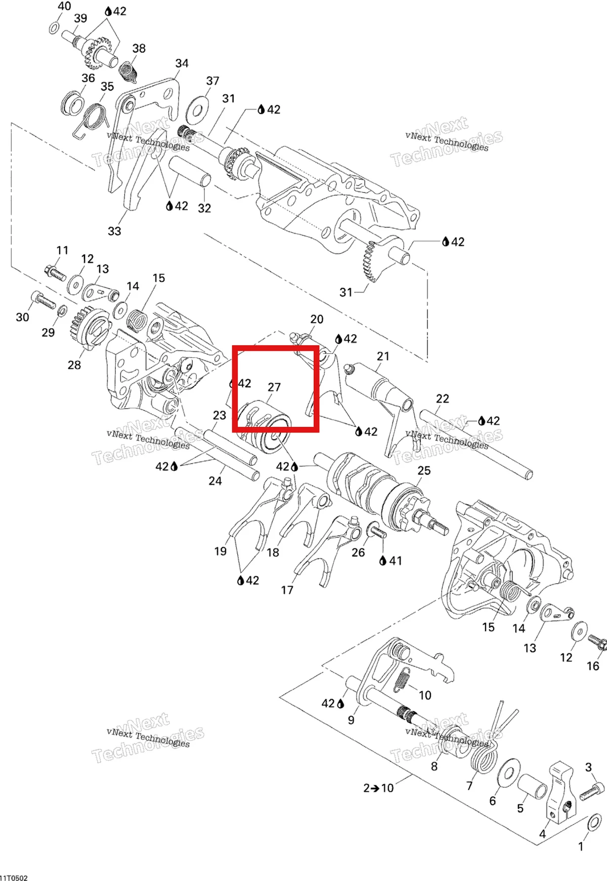 Деталь 420257111 на схеме узла 2005 Can-Am Traxter 5 Speed Gear Shift