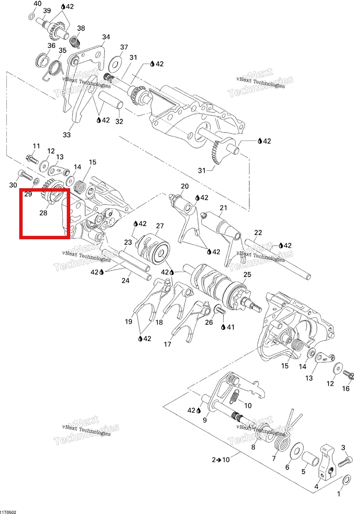Деталь 420257130 на схеме узла 2005 Can-Am Traxter 5 Speed Gear Shift