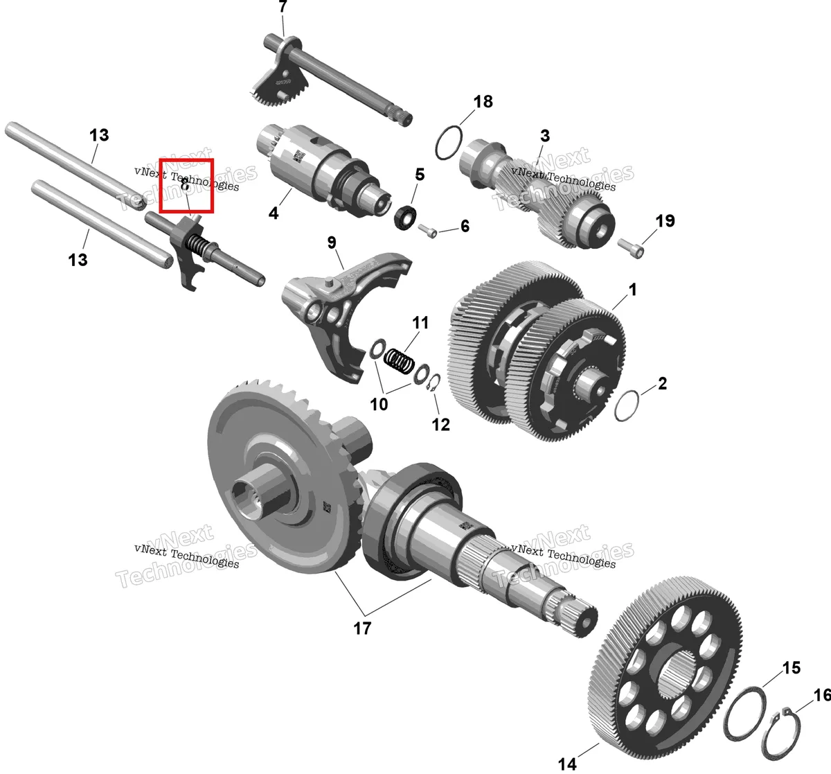 Деталь 420257393 на схеме узла 2026 Can-Am OUTLANDER - 4X4 - EV - 2WTA - Granite Grey Rotax - Gearbox 2