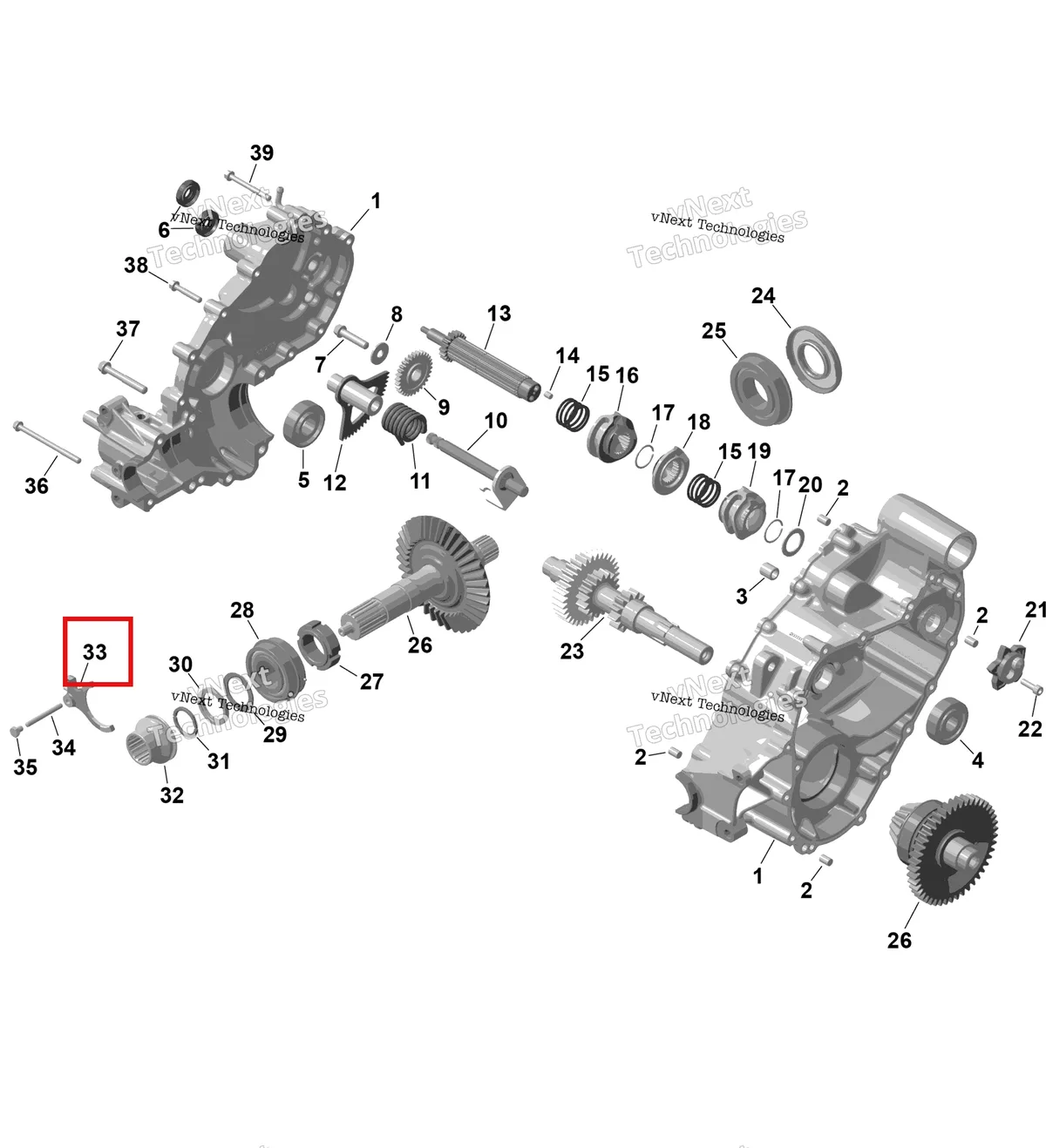 Деталь 420257606 на схеме узла 2026 Can-Am RENEGADE - 4X4 - XMR - 1000R EFI - 5UTA - Hyper Silver Rotax - Gearbox 1