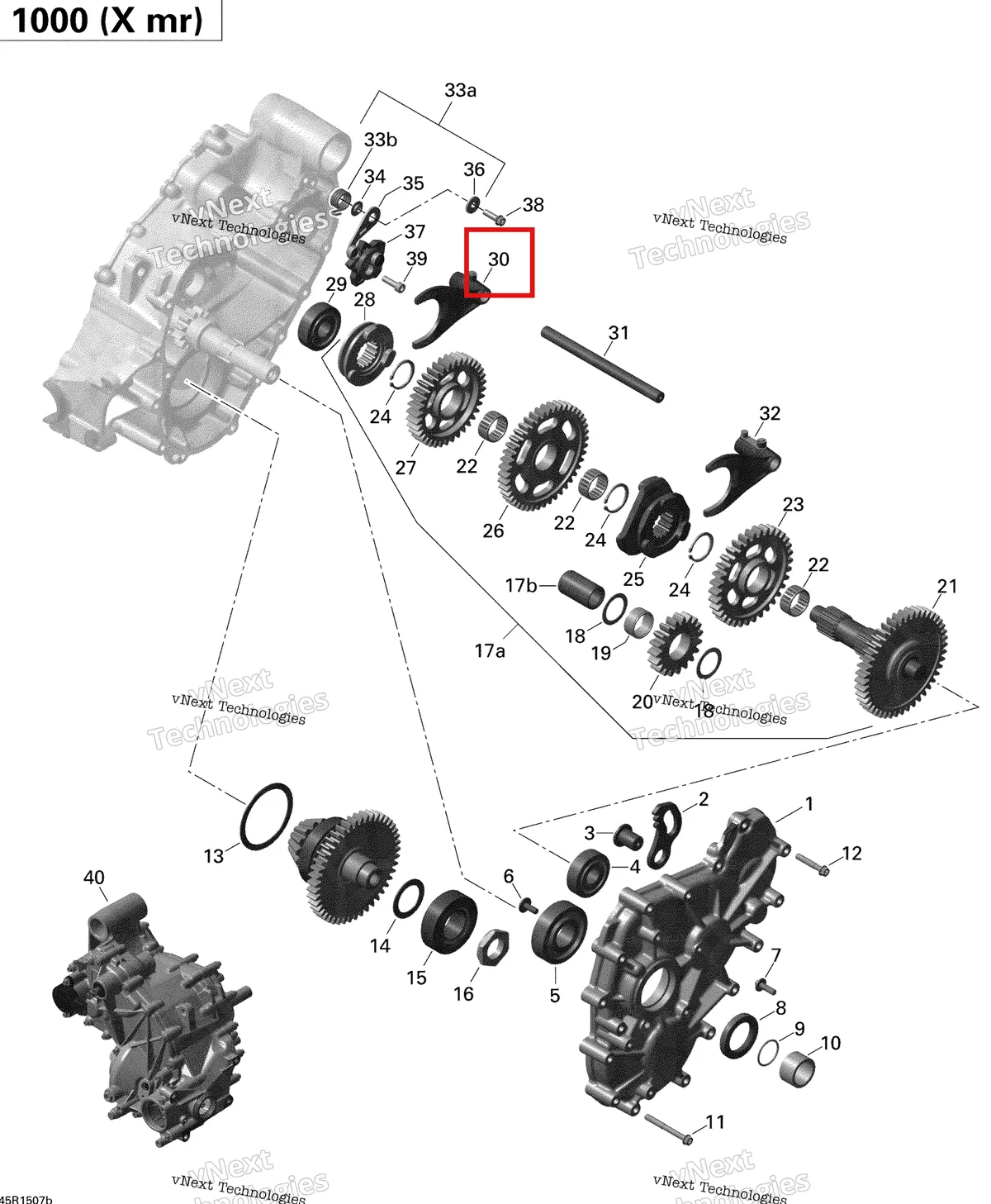 Деталь 420257629 на схеме узла 2015 Can-Am OUTLANDER 1000 EFI XMR Gear Box 2