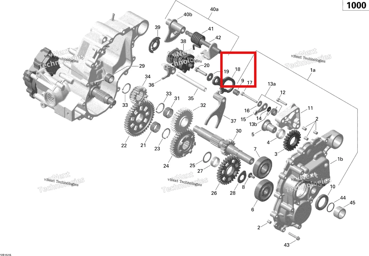 Деталь 420257652 (Parking замок рычаг в сборе Can-Am Outlander MAX 800 XT (2008) (420257652)) на схеме узла 2015 Can-Am OUTLANDER MAX 1000 EFI LTD Gear Box And Components_Except T3 Package
