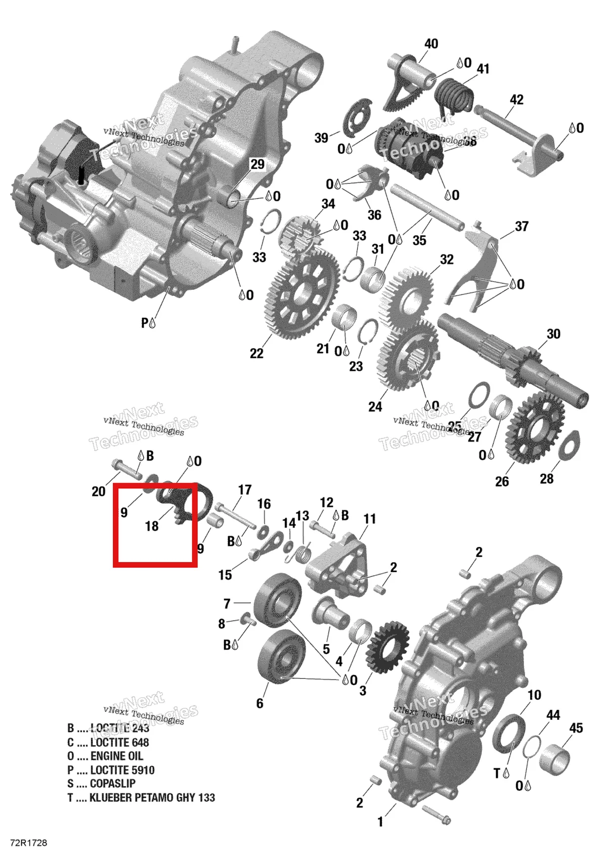 Деталь 420257655 на схеме узла 2018 Can-Am RENEGADE - 4X4 - XMR - 570 EFI - 4TJA - Can-Am Red Rotax - Gear Box And Components - 686561