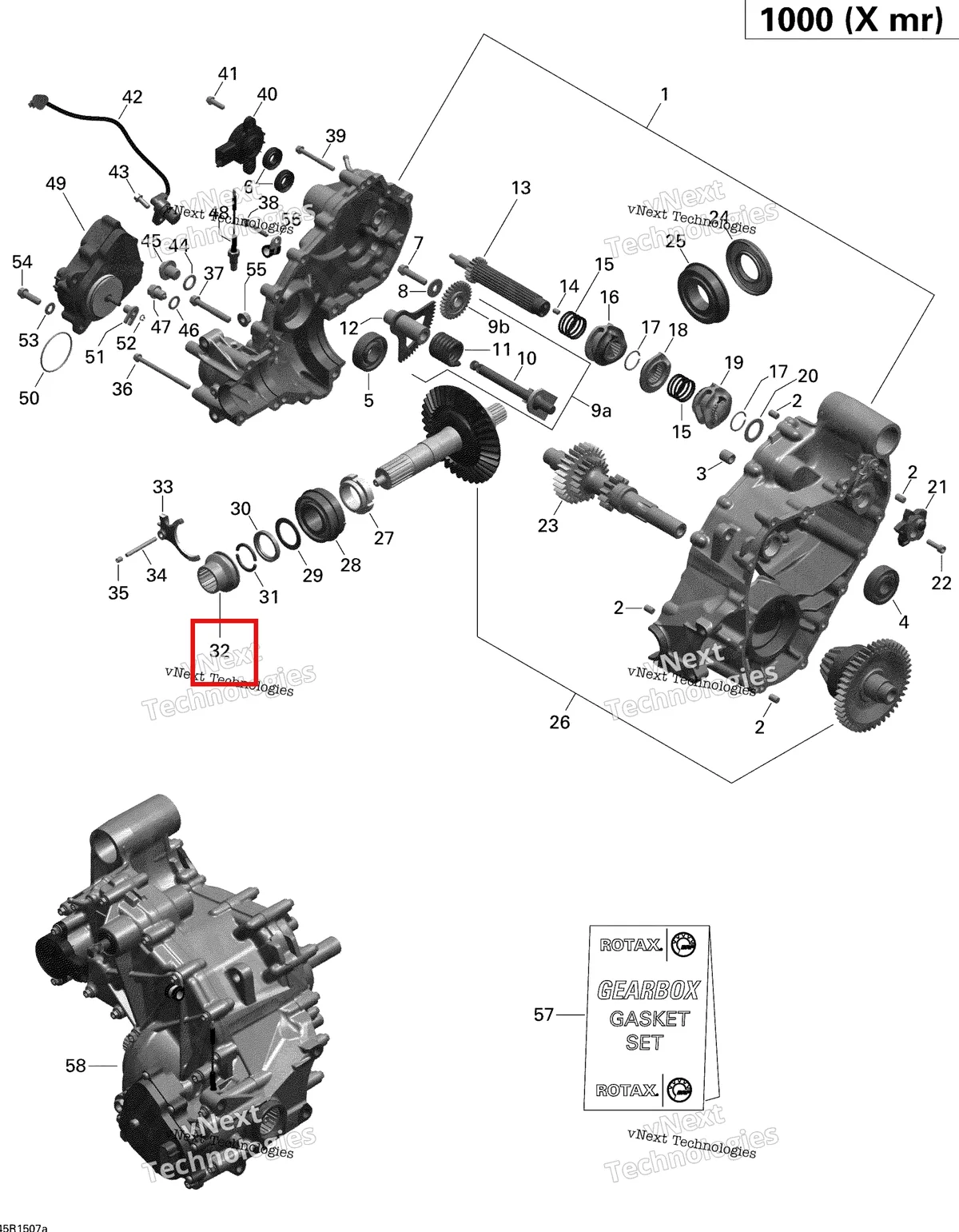 Деталь 420257676 на схеме узла 2015 Can-Am OUTLANDER 1000 EFI XMR Gear Box 1
