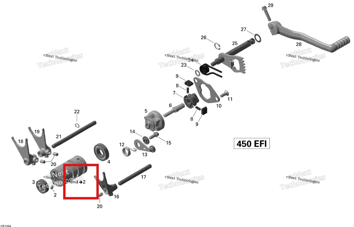 Деталь 420257808 на схеме узла 2015 Can-Am DS 450EFI STD Shifting