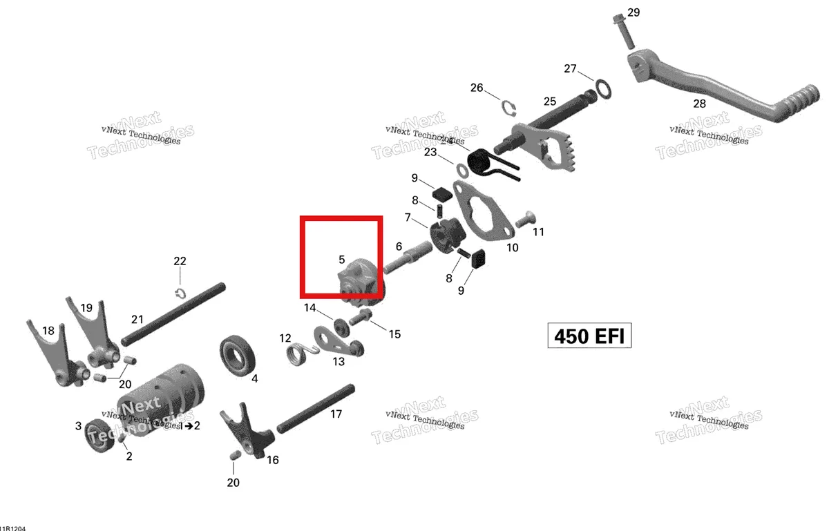 Деталь 420257810 на схеме узла 2015 Can-Am DS 450EFI STD Shifting