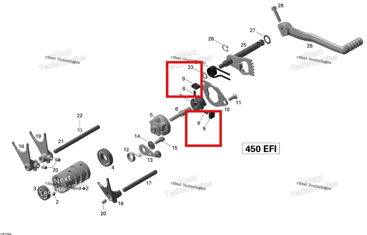 Деталь 420257821 на схеме узла 2015 Can-Am DS 450EFI STD Shifting