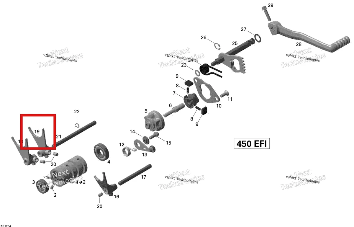 Деталь 420257910 на схеме узла 2015 Can-Am DS 450EFI STD Shifting