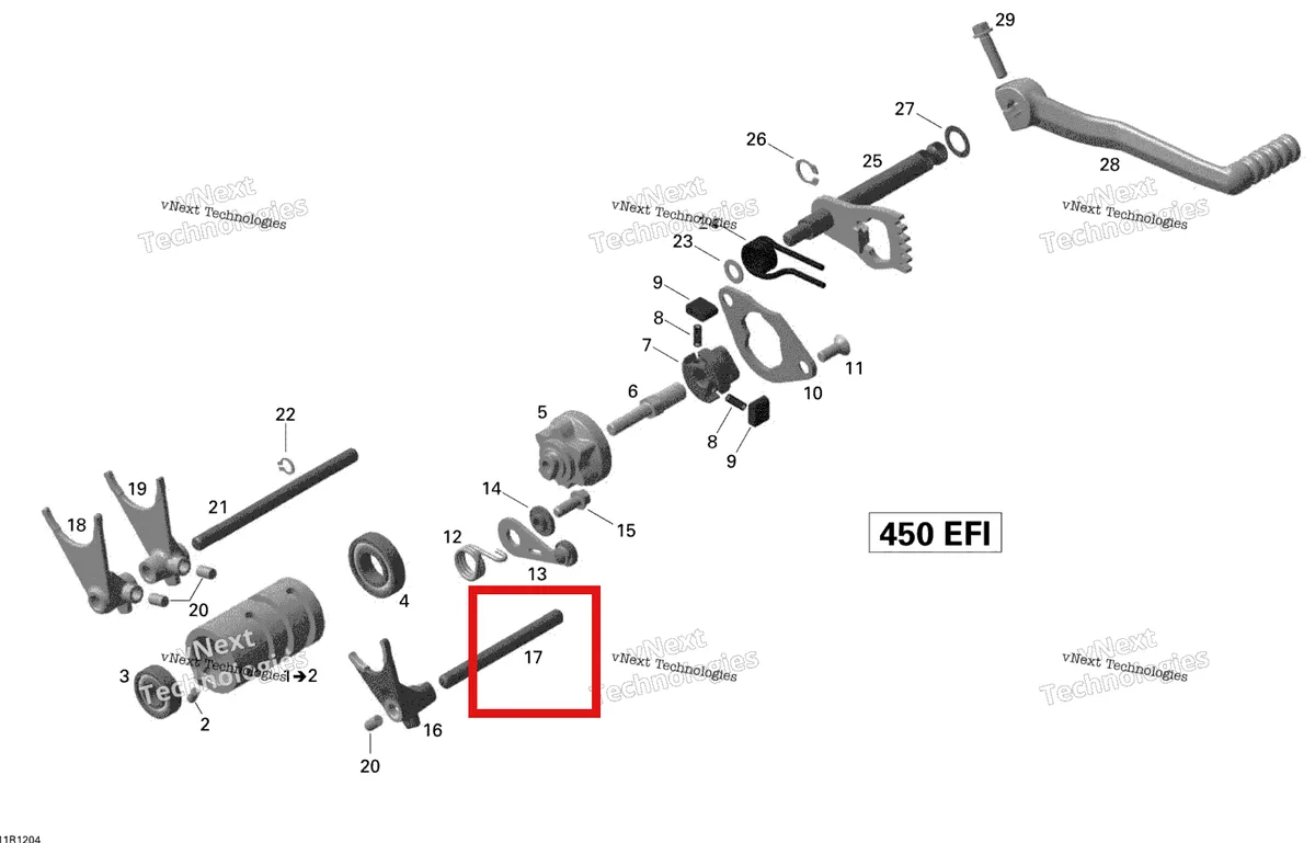 Деталь 420258205 на схеме узла 2015 Can-Am DS 450EFI STD Shifting