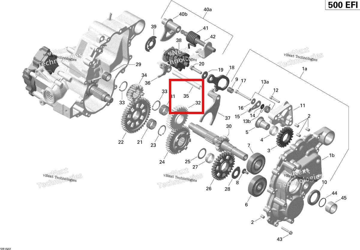 Деталь 420258383 на схеме узла 2015 Can-Am OUTLANDER L 500 EFI Gear Box And Components