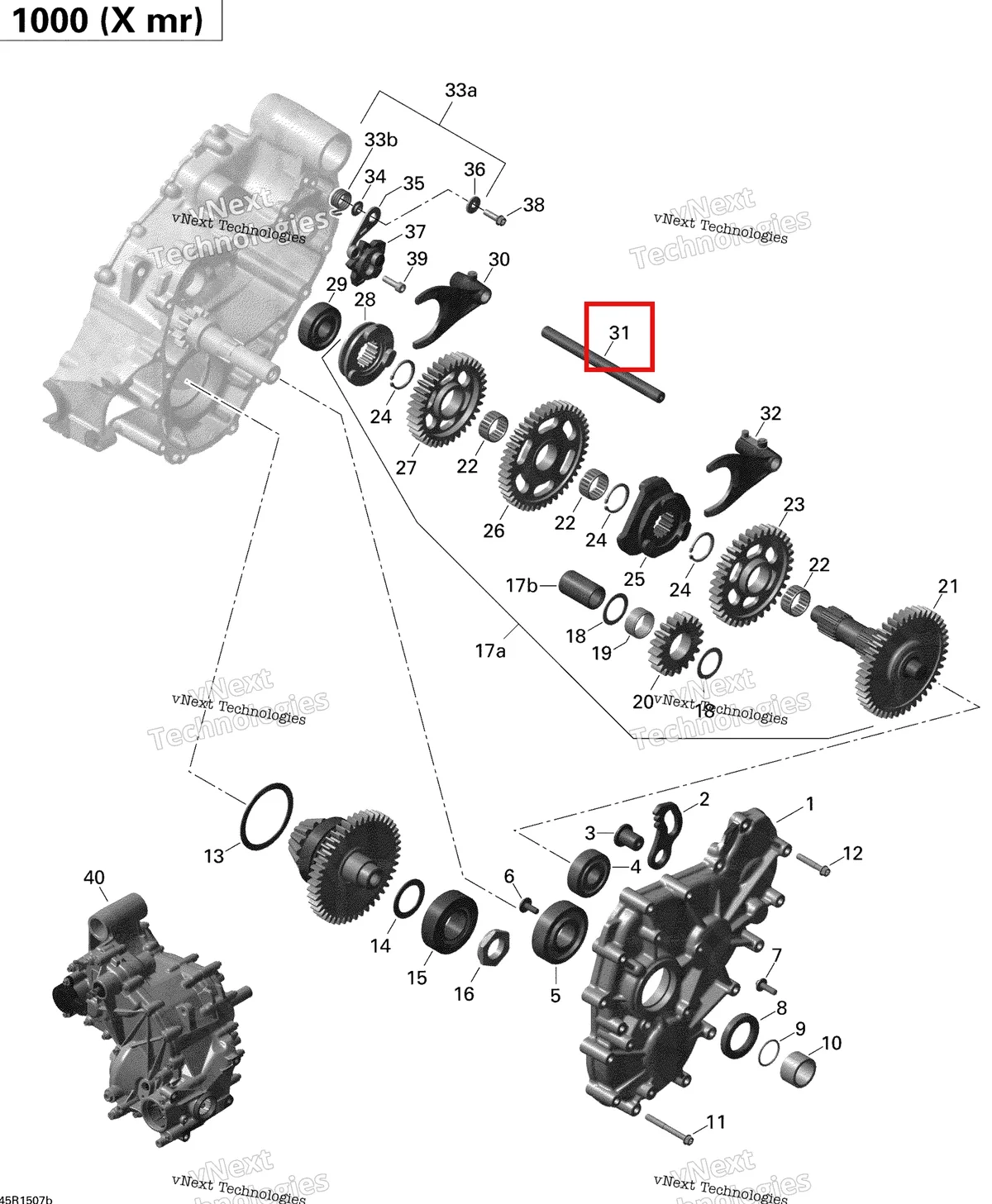 Деталь 420258387 на схеме узла 2015 Can-Am OUTLANDER 1000 EFI XMR Gear Box 2