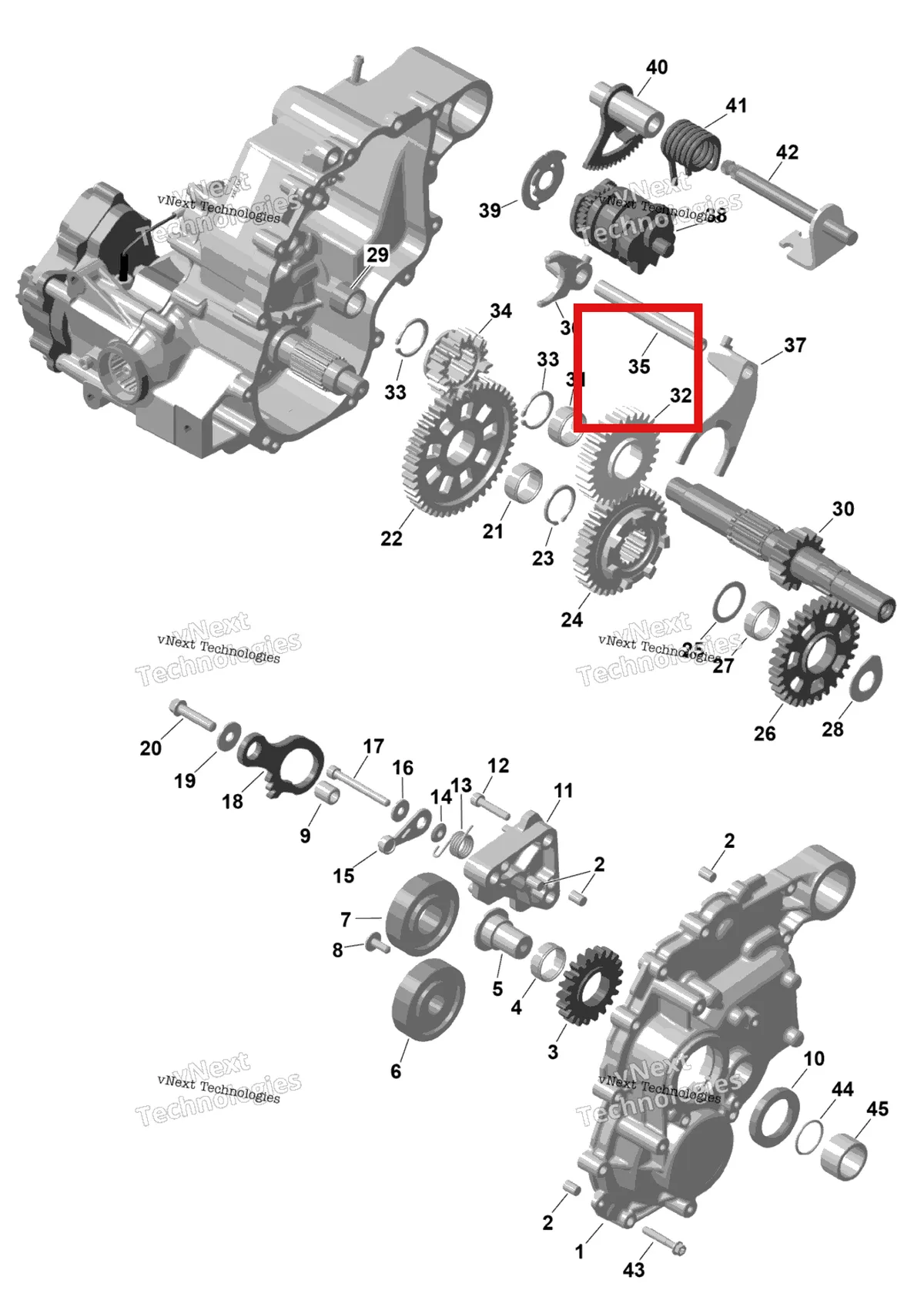 Деталь 420258389 на схеме узла 2026 Can-Am RENEGADE - 4X4 - XMR - 650 EFI - 5TTA - Catalyst Gray Rotax - Gearbox 2