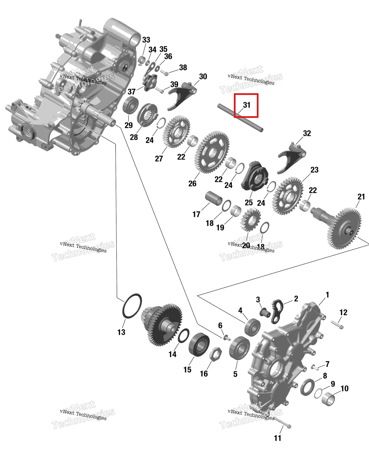 Деталь 420258394 на схеме узла 2024 Can-Am Outlander MAX 650 EFI 6X6 - 5YRA - DPS Package - Tundra Green Rotax - Gearbox 2
