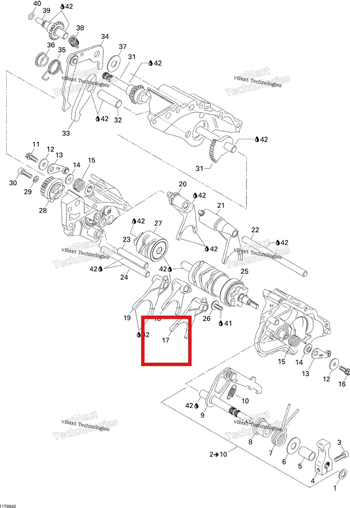 Деталь 420258402 на схеме узла 2005 Can-Am Traxter 5 Speed Gear Shift