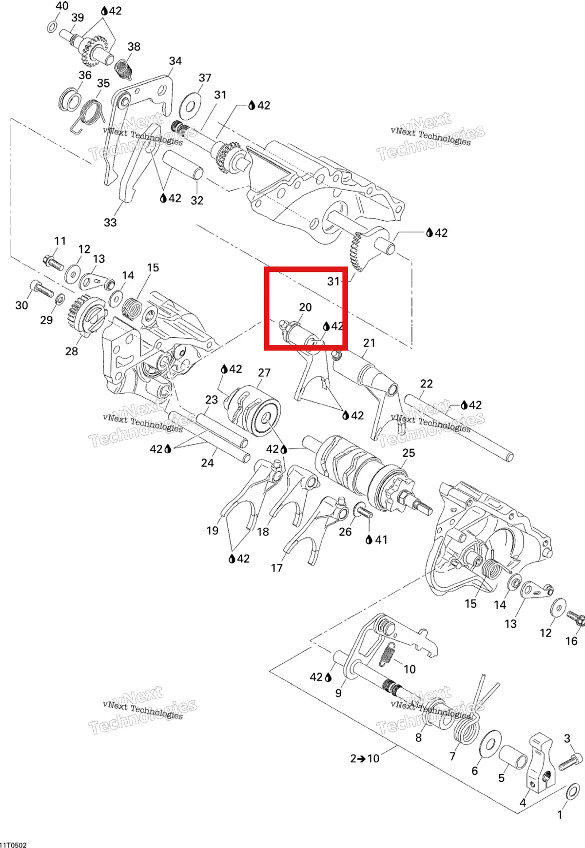 Деталь 420258424 на схеме узла 2005 Can-Am Traxter 5 Speed Gear Shift