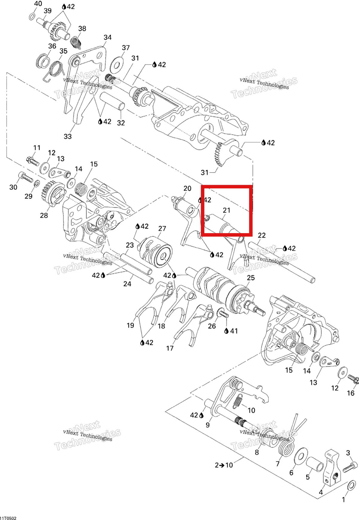 Деталь 420258434 на схеме узла 2005 Can-Am Traxter 5 Speed Gear Shift