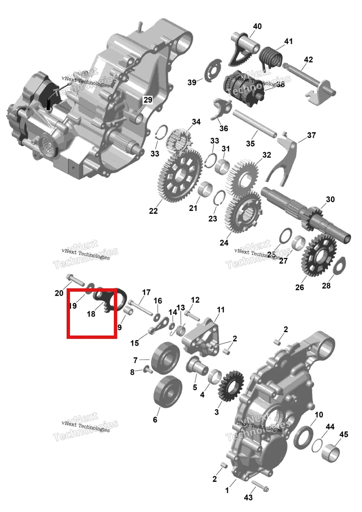 Деталь 420258622 на схеме узла 2026 Can-Am RENEGADE - 4X4 - XMR - 650 EFI - 5TTA - Catalyst Gray Rotax - Gearbox 2
