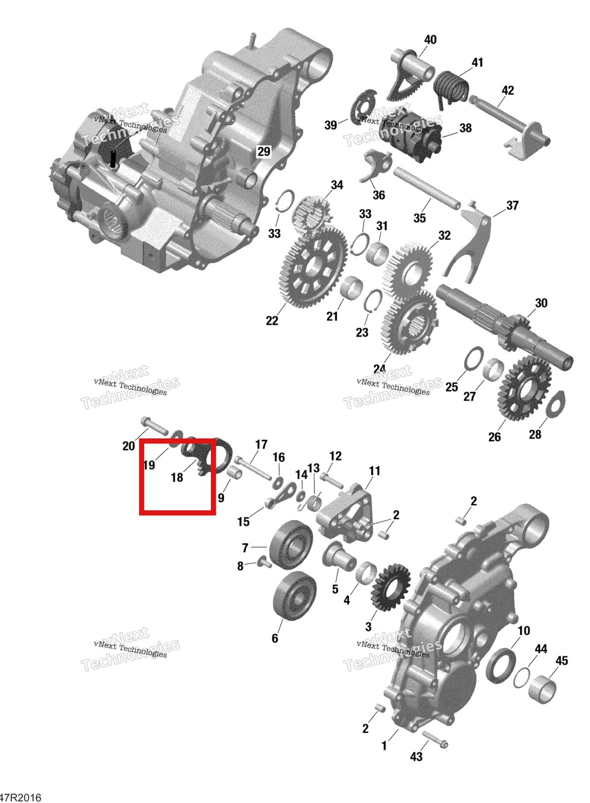 Деталь 420258626 на схеме узла 2022 Can-Am Renegade 570 EFI - STD Rotax - Gear Box 2 - 420686569