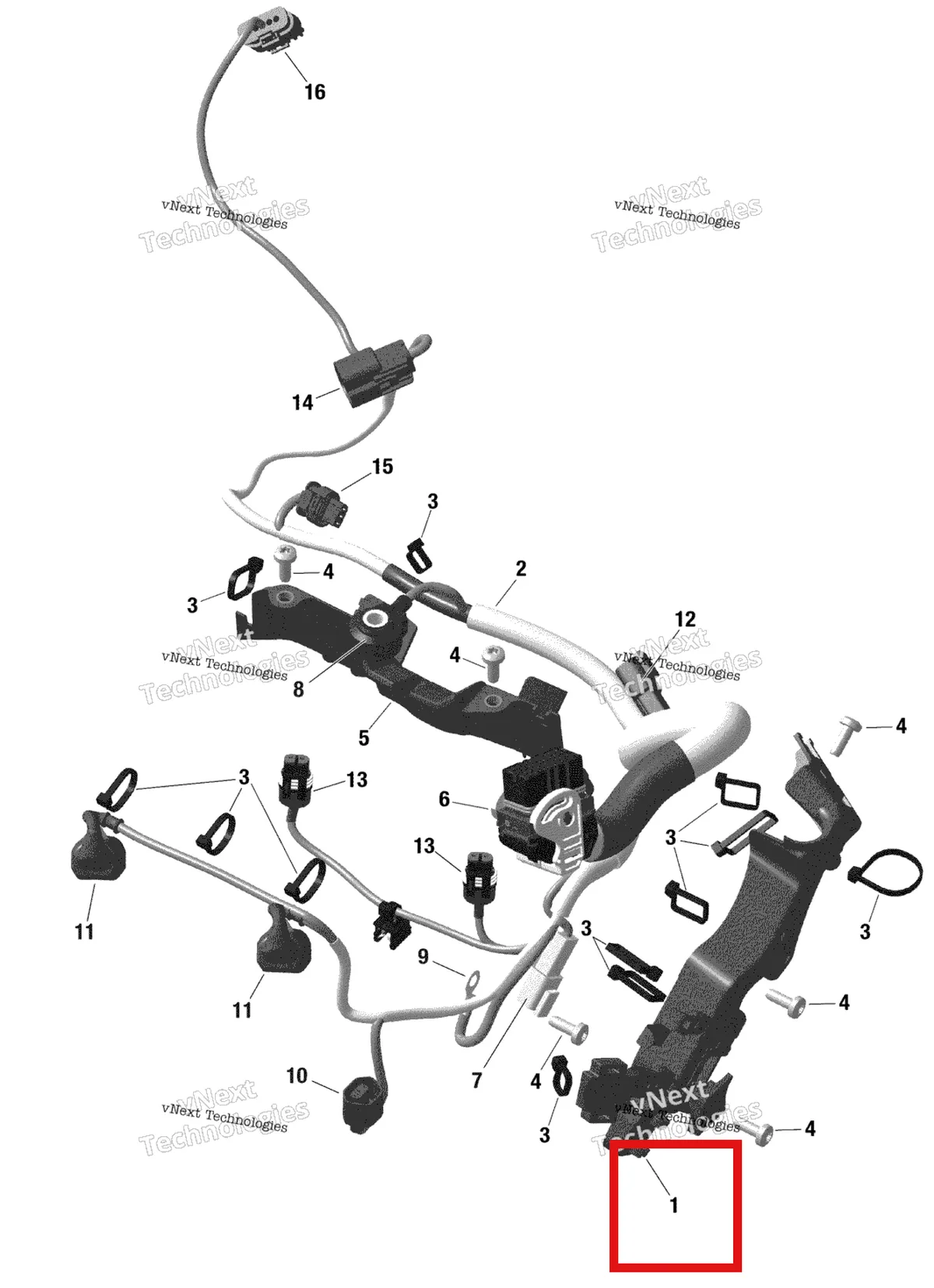 Деталь 420260161 на схеме узла 2020 Ski-Doo MXZ 600RS Electric - Engine Harness - 598 Rs