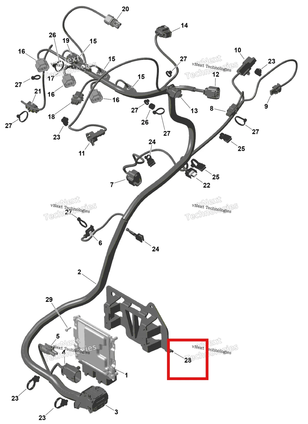 Деталь 420260175 (Кронштейн Can-Am Maverick Turbo RR XRC (2022) (420260175)) на схеме узла 2026 Can-Am Maverick Max - TURBO RR - XDS STD - 7VTR - Dusty Navy Satin - 64