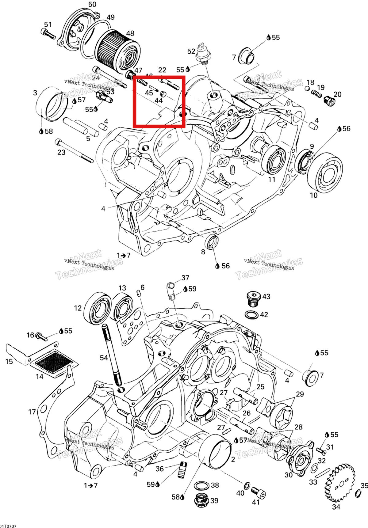 Деталь 420260570 на схеме узла 2007 Can-Am DS 650 X Crankcase