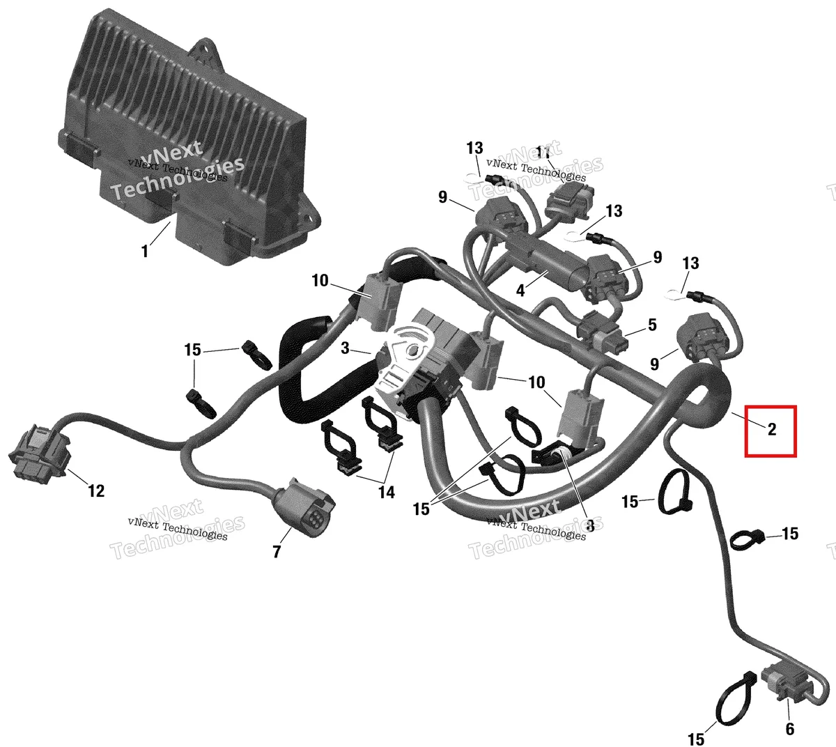 Деталь 420264420 (Жгут проводов в сборе) на схеме узла 2020 Ski-Doo EXPEDITION SWT 900 ACE Electric - Engine Harness And Electronic Module - 900 Ace