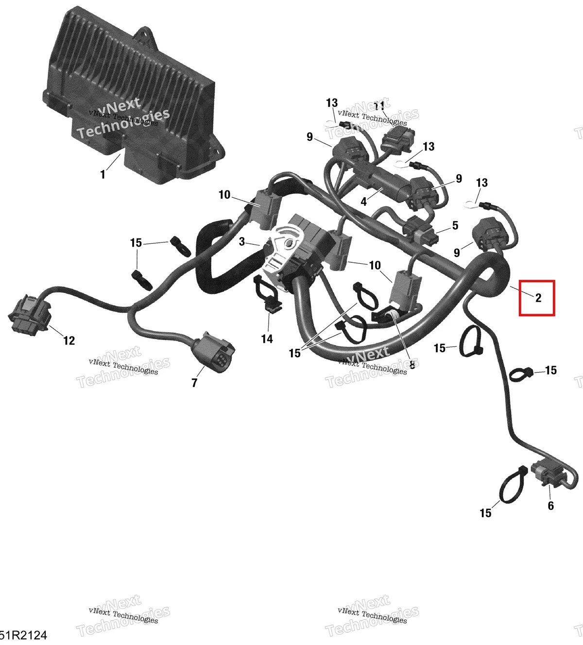 Деталь 420264422 на схеме узла 2022 Ski-Doo EXPEDITION SE 900 ACE Rotax - Engine Harness And Electronic Module