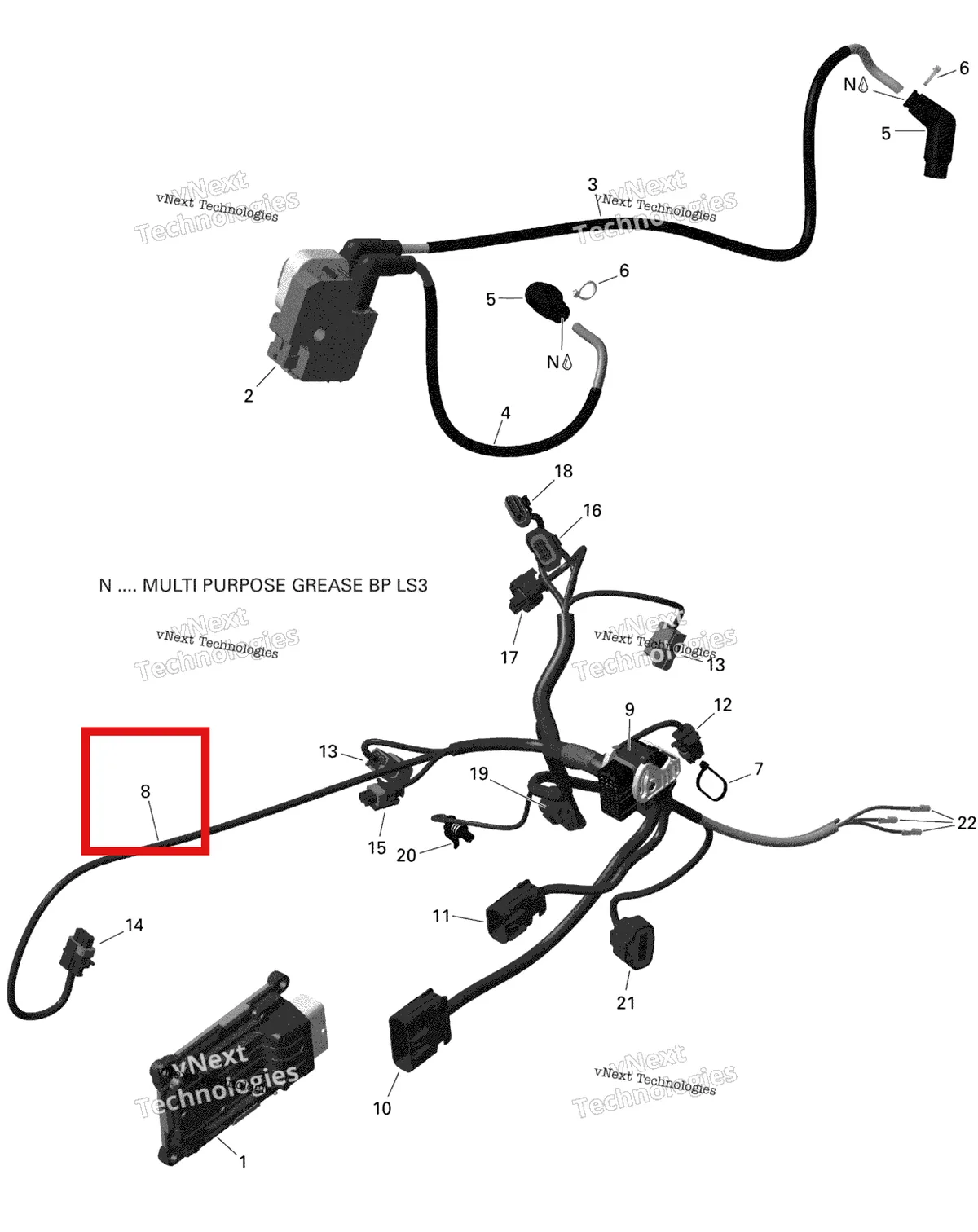 Деталь 420264794 на схеме узла 2022 Can-Am Outlander MAX 650 EFI - DPS Rotax - Engine Harness And Electronic Module - V1