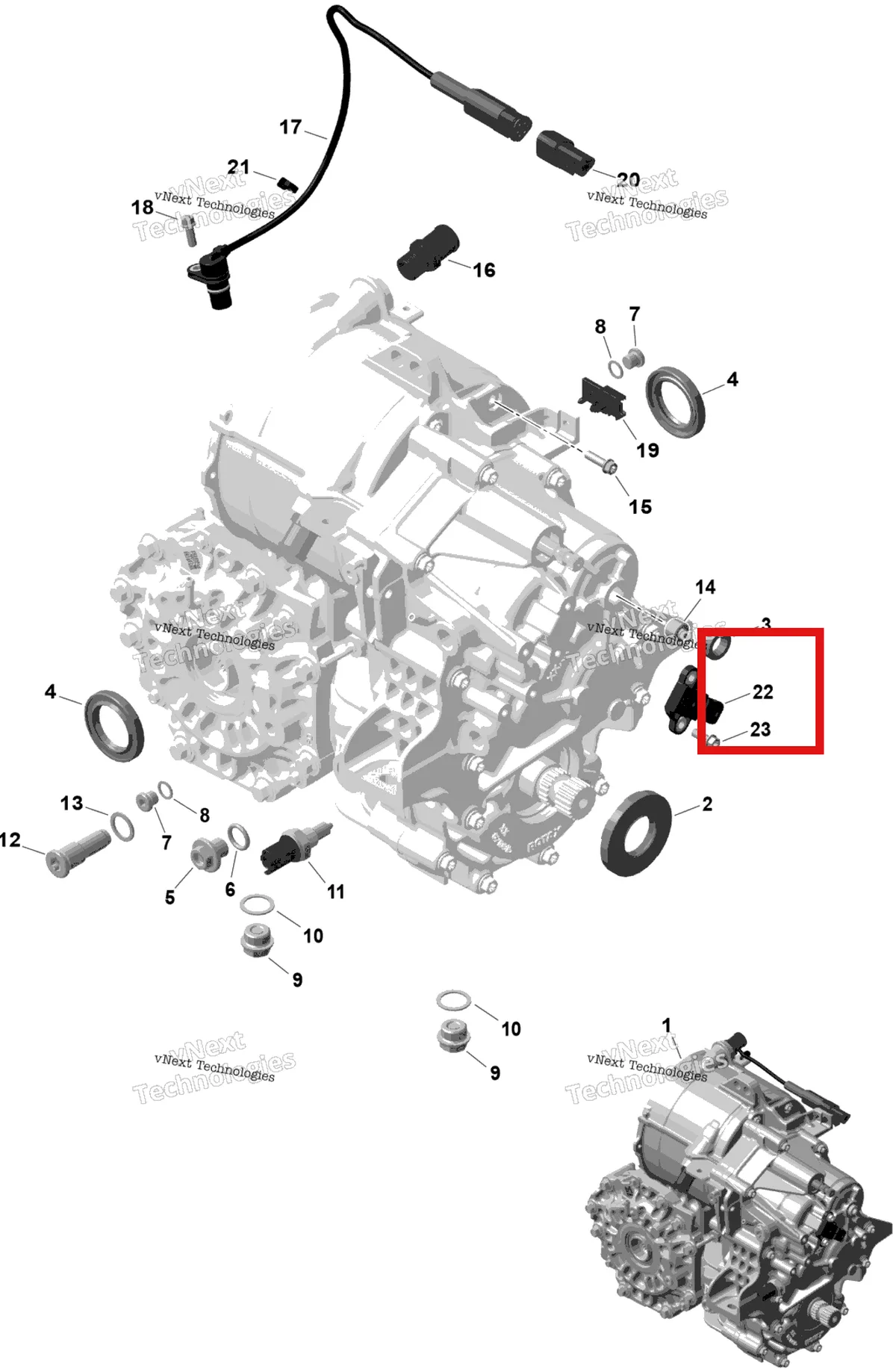 Деталь 420265123 на схеме узла 2026 Can-Am OUTLANDER - 4X4 - EV - 2WTB - Bright White Rotax - Gearbox