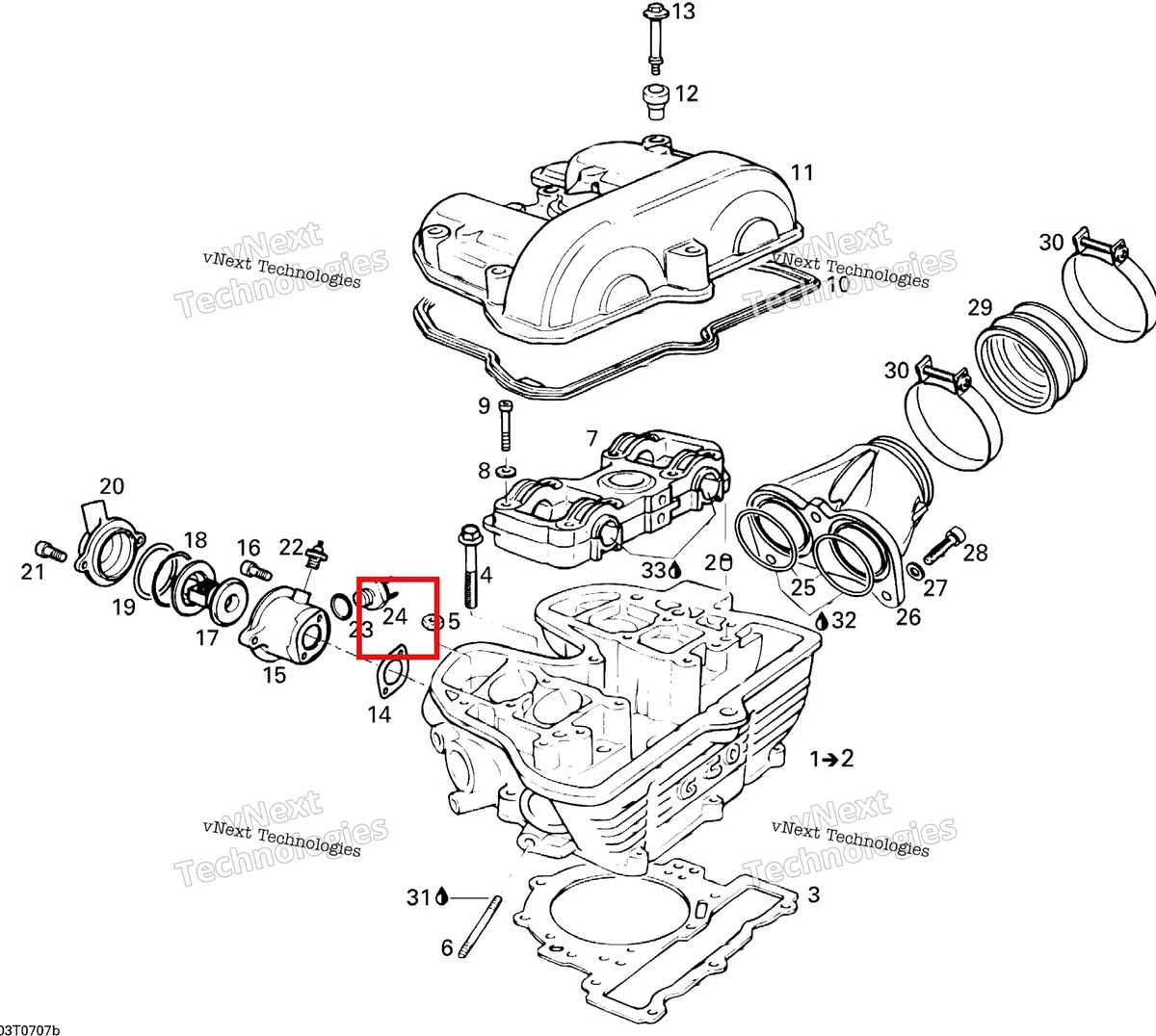 Деталь 420265390 на схеме узла 2007 Can-Am DS 650 X Cylinder Head