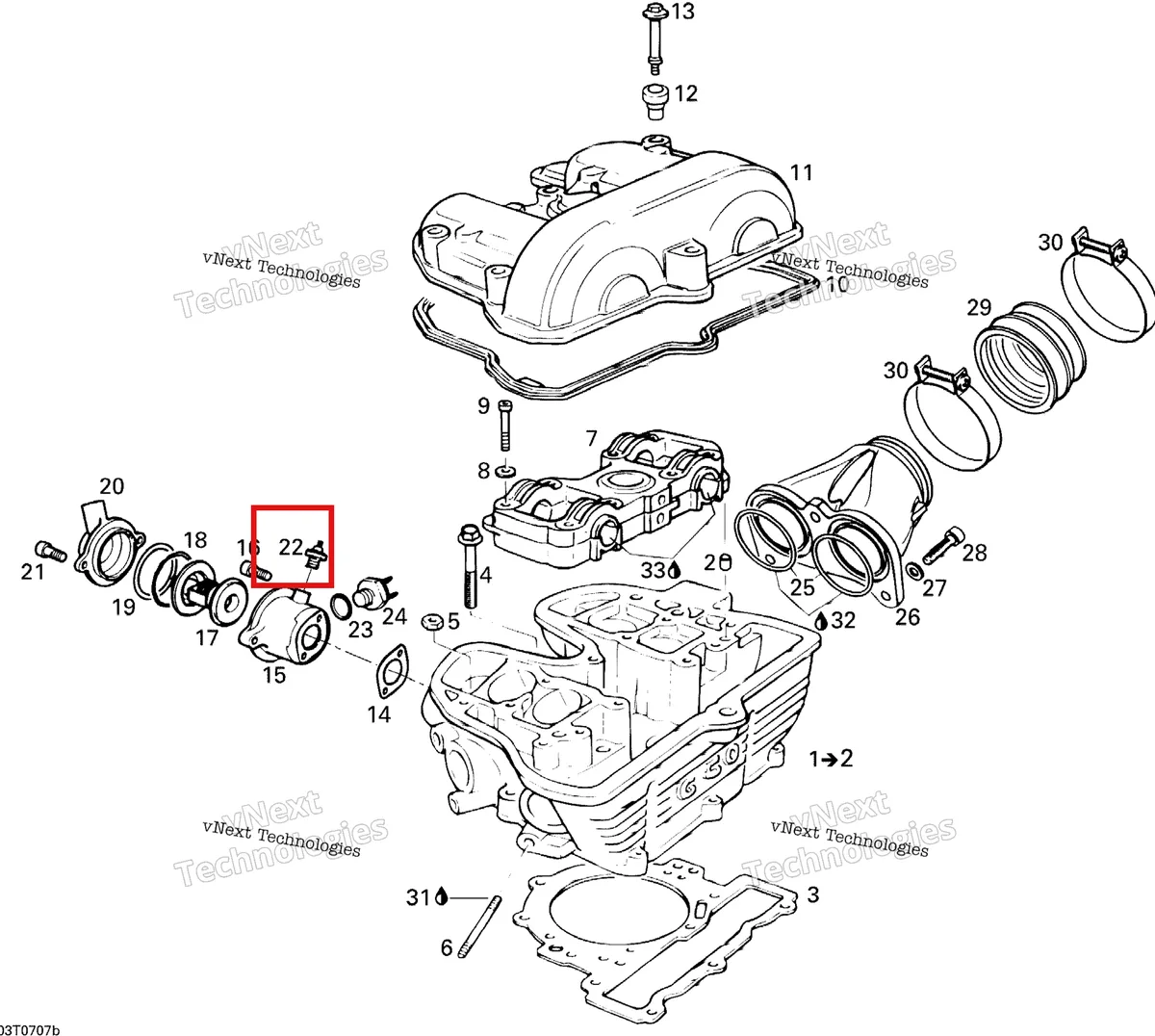 Деталь 420265392 на схеме узла 2007 Can-Am DS 650 X Cylinder Head