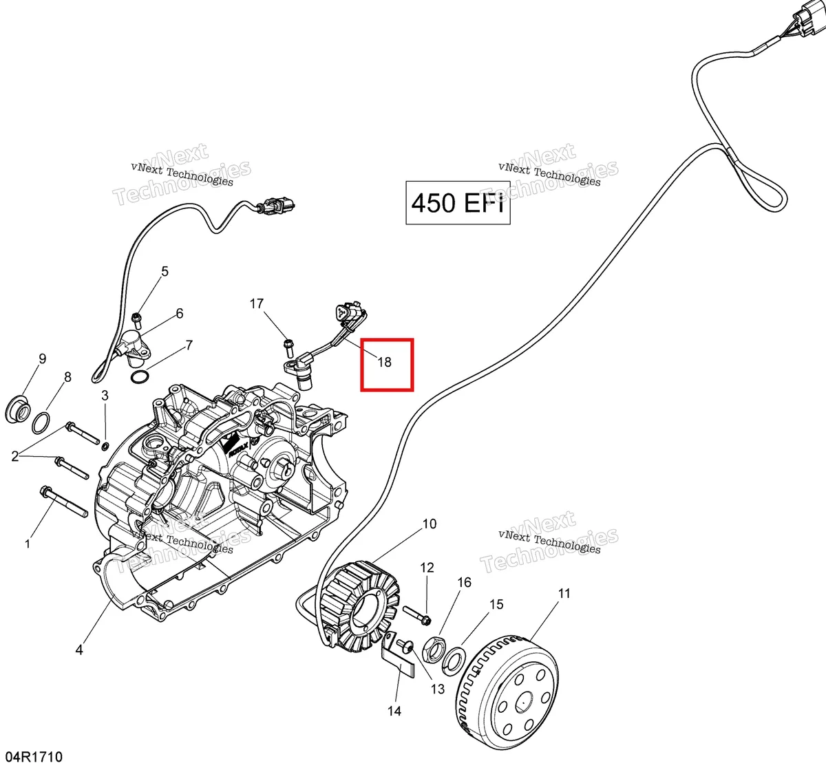 Деталь 420265629 на схеме узла 2017 Can-Am Outlander L - 450 EFI Magneto - 450 Efi