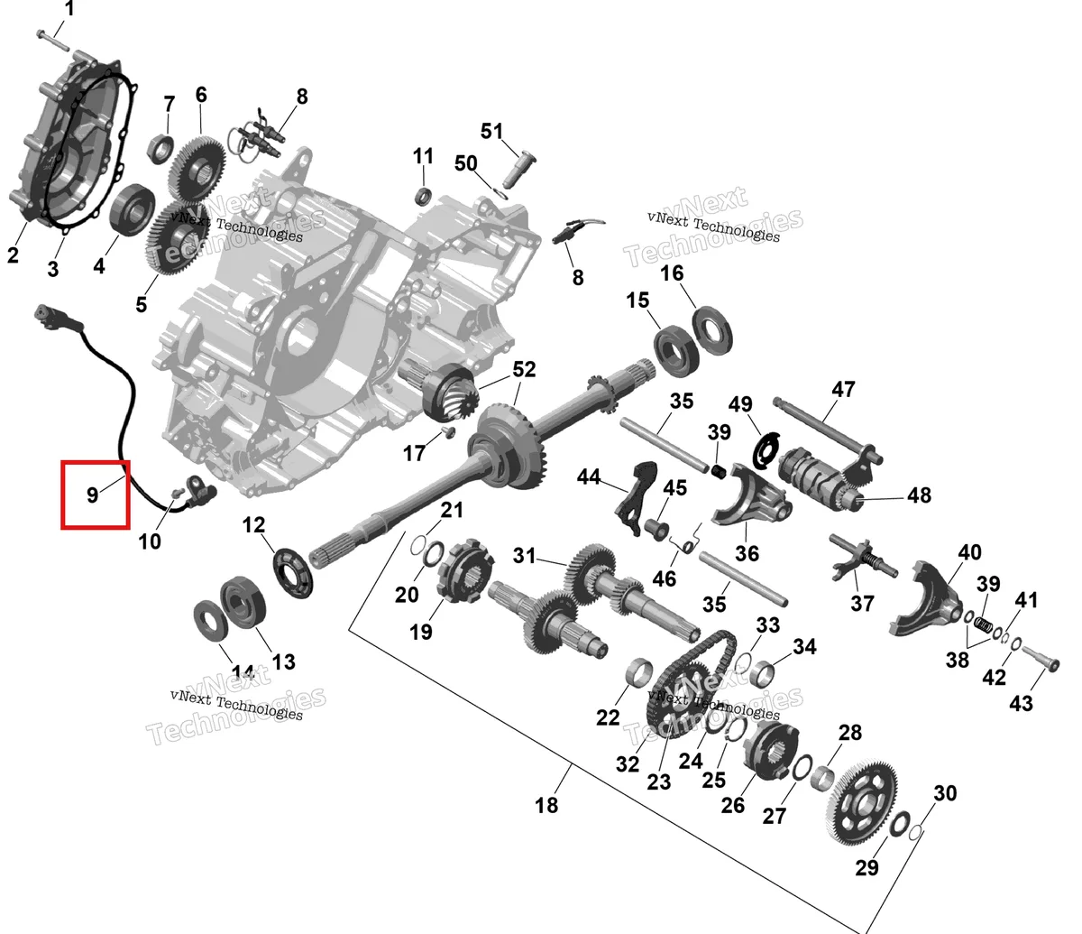 Деталь 420265722 на схеме узла 2026 Can-Am OUTLANDER - 2X4 - STD - 500 - 1KTB - Legion Red Rotax - Gearbox