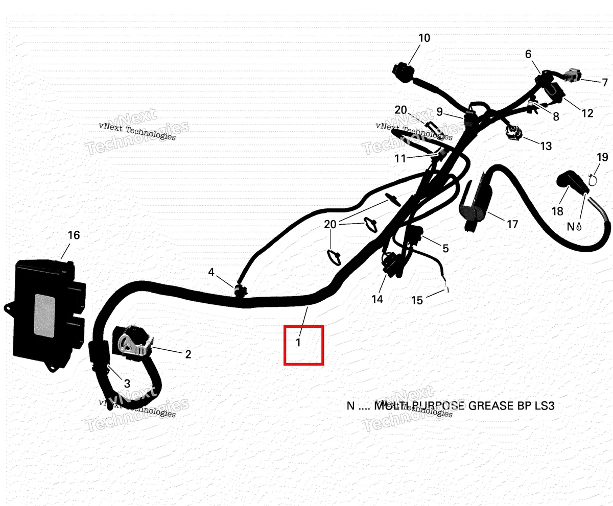 Деталь 420265954 на схеме узла 2019 Can-Am TRAXTER HD5 - T1B SERIES Engine Harness And Electronic Module