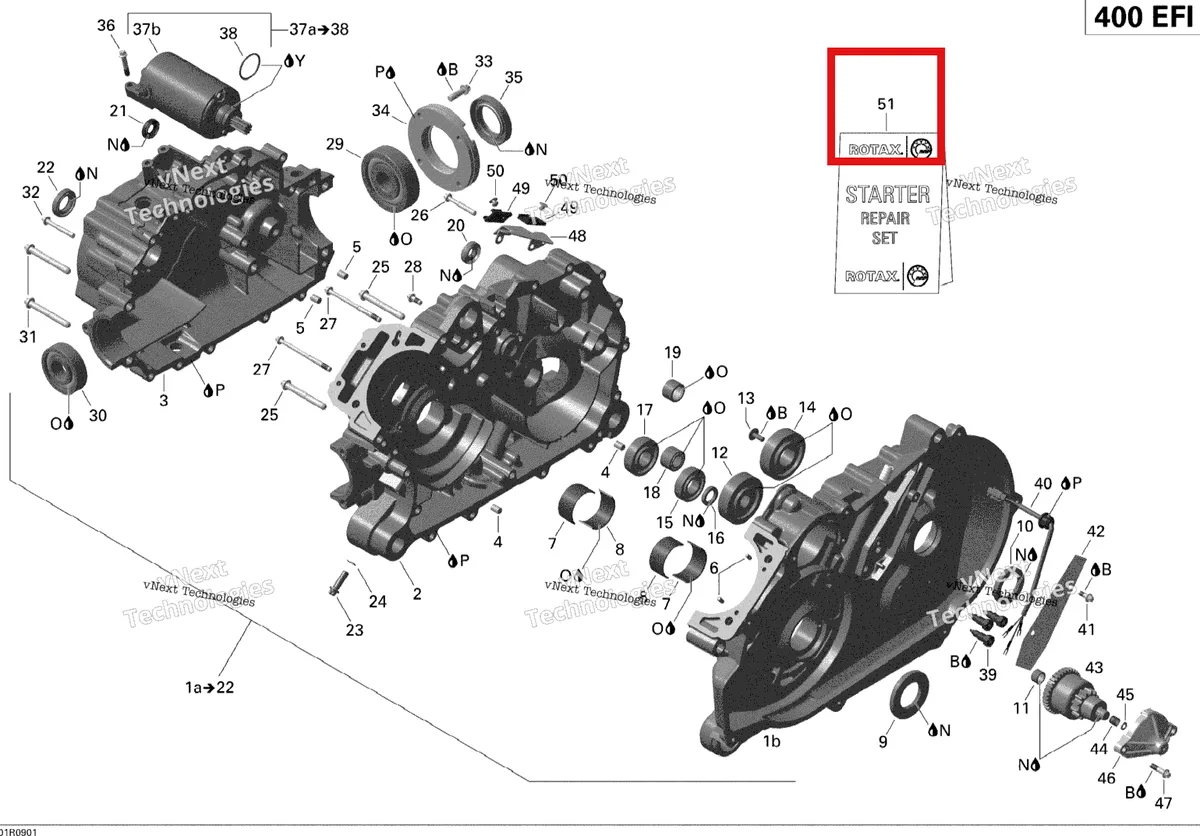 Деталь 420266307 на схеме узла 2009 Can-Am Outlander Max 400 EFI Crankcase