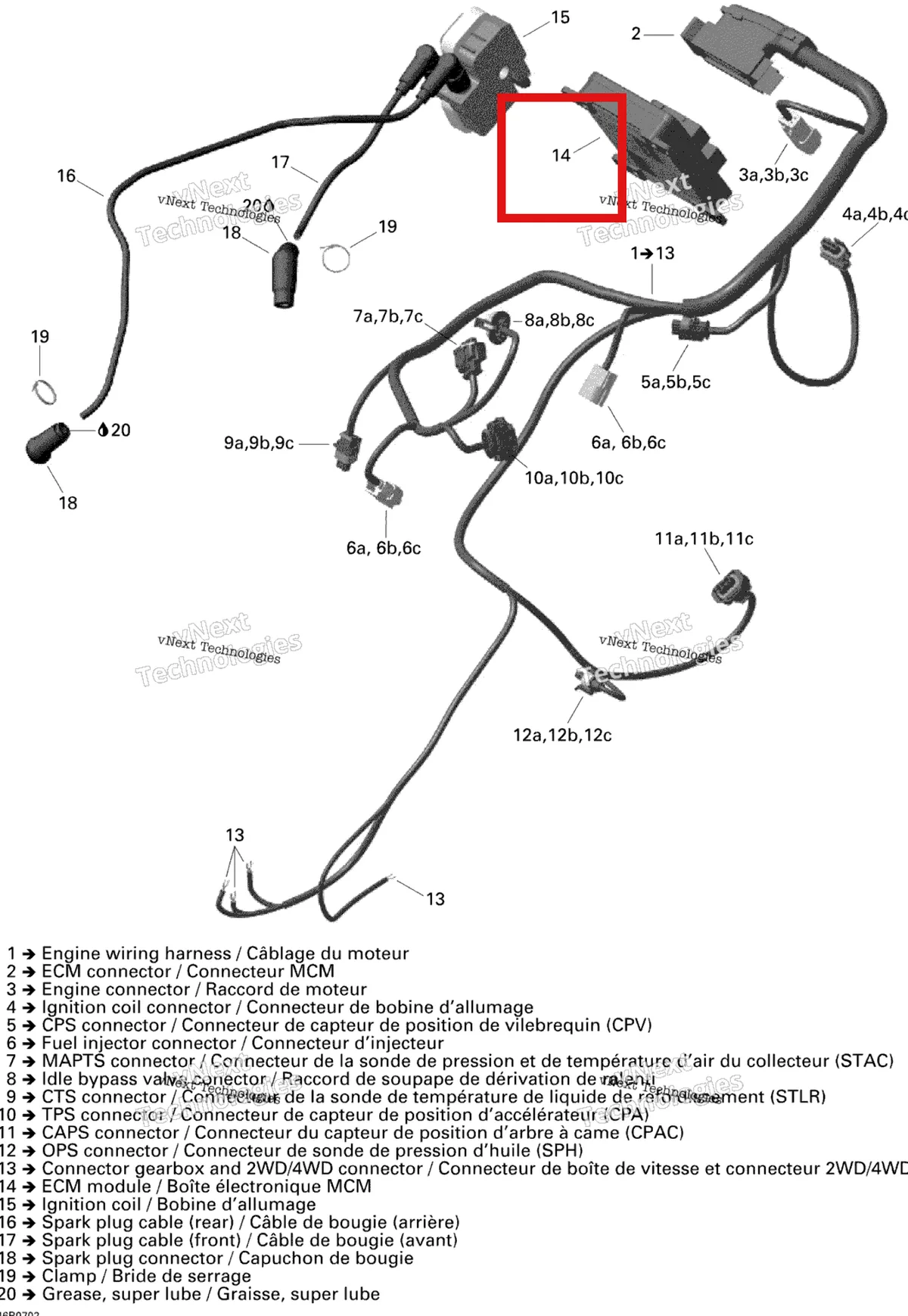 Деталь 420266491 на схеме узла 2008 Can-Am Outlander MAX 500 XT Engine Harness