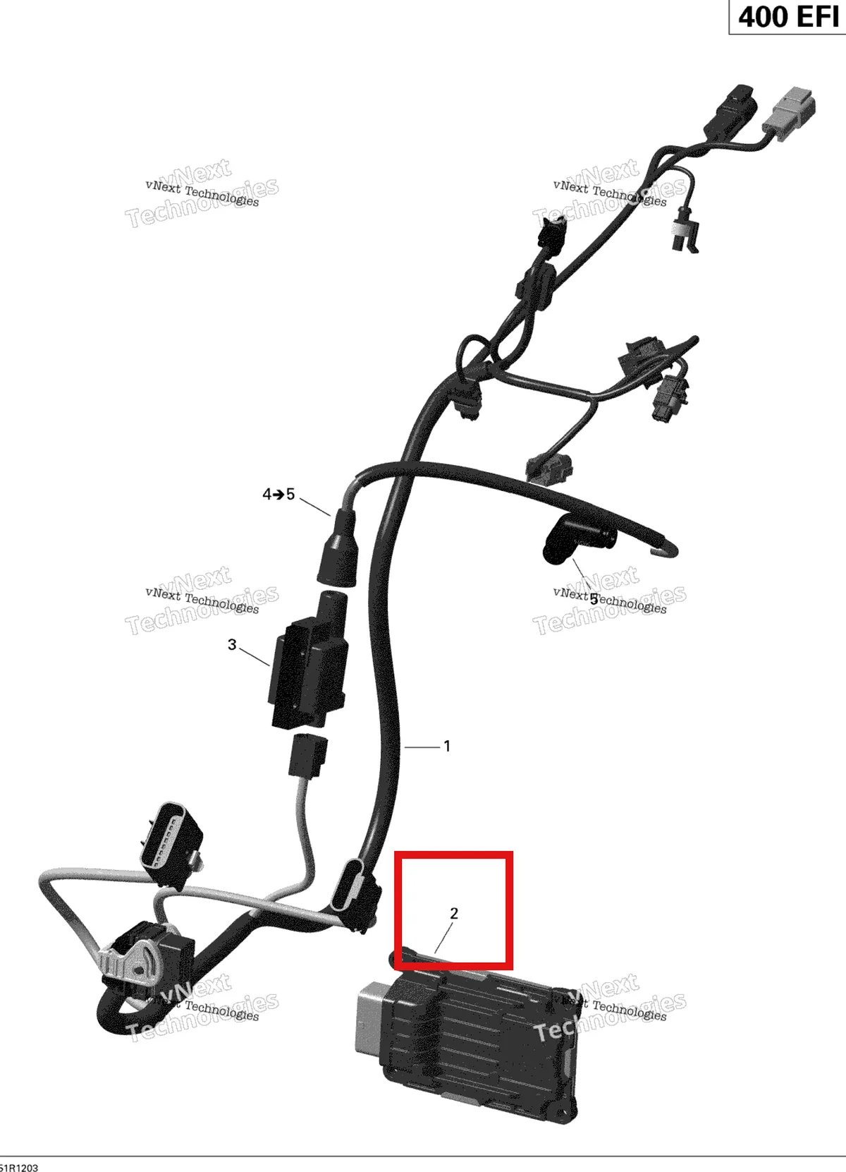 Деталь 420266579 на схеме узла 2012 Can-Am Outlander Max STD, XT, 400 EFI Engine Harness And Electronic Module
